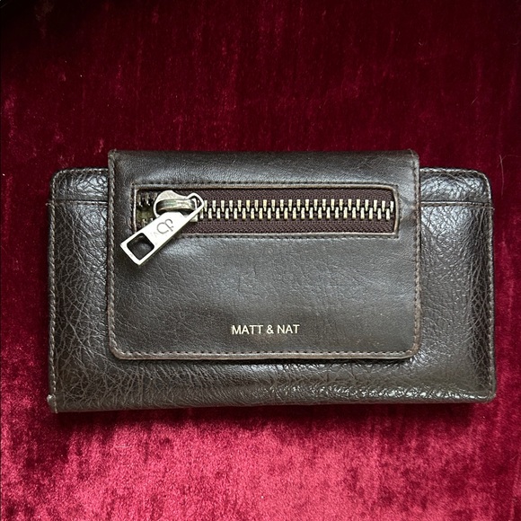Matt & Nat Handbags - Matt & Nat Dark Brown Leather Wallet